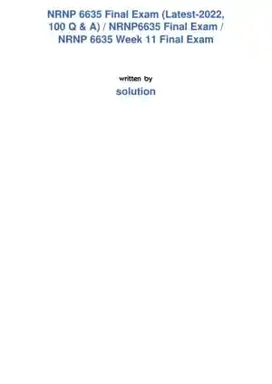 2022 NRNP6635 Walden University Psychopathology Final Exam Week 11 With Answers (261 Solved Questions)