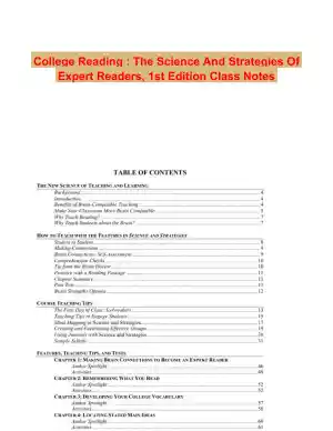 College Reading : The Science And Strategies Of Expert Readers, 1st Edition Class Notes