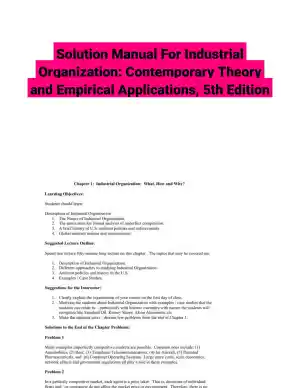 Solution Manual For Industrial Organization: Contemporary Theory and Empirical Applications, 5th Edition