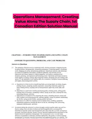 Operations Management: Creating Value Along The Supply Chain, 1st Canadian Edition Solution Manual