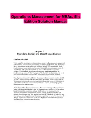 Operations Management for MBAs, 5th Edition Solution Manual