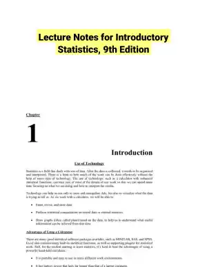 Lecture Notes for Introductory Statistics, 9th Edition