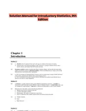 Solution Manual for Introductory Statistics, 9th Edition
