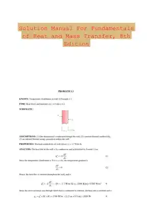 Solution Manual For Fundamentals of Heat and Mass Transfer, 8th Edition