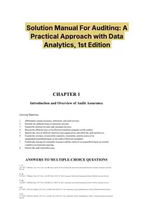 Solution Manual For Auditing: A Practical Approach with Data Analytics, 1st Edition