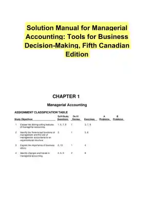 Solution Manual for Managerial Accounting: Tools for Business Decision-Making, Fifth Canadian Edition