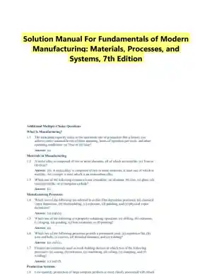 Solution Manual For Fundamentals of Modern Manufacturing: Materials, Processes, and Systems, 7th Edition