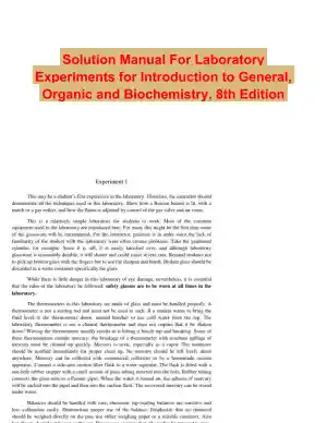 Solution Manual For Laboratory Experiments for Introduction to General, Organic and Biochemistry, 8th Edition