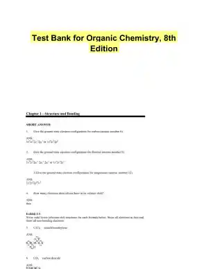 Test Bank for Organic Chemistry, 8th Edition