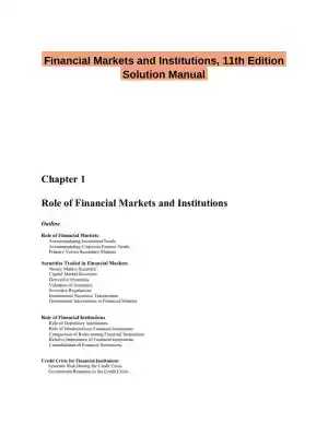 Financial Markets and Institutions, 11th Edition Solution Manual