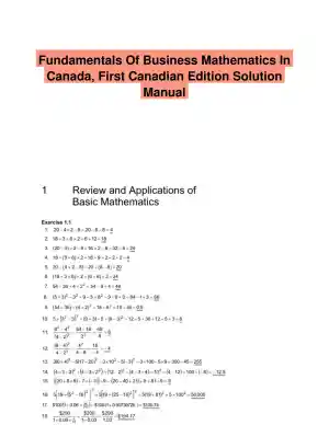 Fundamentals Of Business Mathematics In Canada, First Canadian Edition Solution Manual