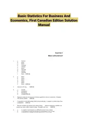 Basic Statistics For Business And Economics, First Canadian Edition Solution Manual
