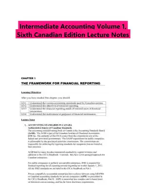 Intermediate Accounting Volume 1, Sixth Canadian Edition Lecture Notes