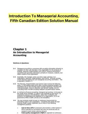 Introduction To Managerial Accounting, Fifth Canadian Edition Solution Manual