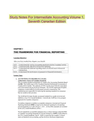 Study Notes For Intermediate Accounting Volume 1, Seventh Canadian Edition