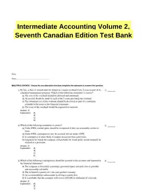 Intermediate Accounting Volume 2, Seventh Canadian Edition Test Bank
