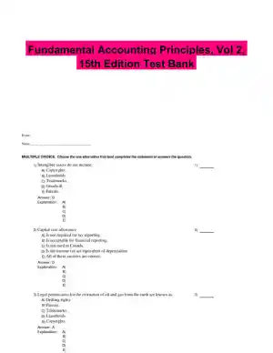 Fundamental Accounting Principles, Vol 2, 15th Edition Test Bank