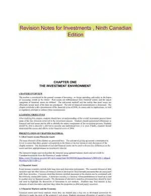 Revision Notes for Investments , Ninth Canadian Edition