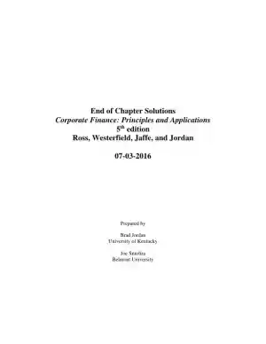 Solution Manual For Corporate Finance: Core Principles and Applications, 5th Edition