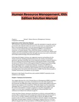 Human Resource Management, 10th Edition Solution Manual