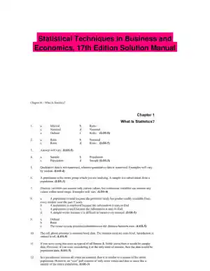 Statistical Techniques in Business and Economics, 17th Edition Solution Manual