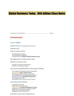 Global Business Today , 10th Edition Class Notes