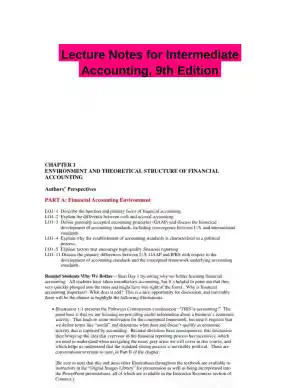 Lecture Notes for Intermediate Accounting, 9th Edition