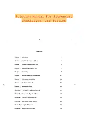 Solution Manual For Elementary Statistics, 3rd Edition