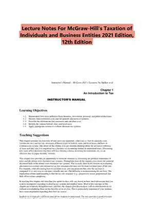 Lecture Notes For McGraw-Hill's Taxation of Individuals and Business Entities 2021 Edition, 12th Edition