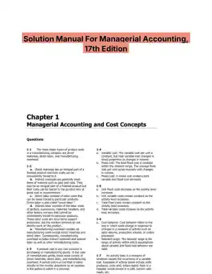 Solution Manual For Managerial Accounting, 17th Edition
