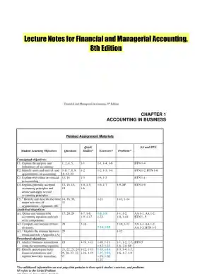 Lecture Notes for Financial and Managerial Accounting, 8th Edition