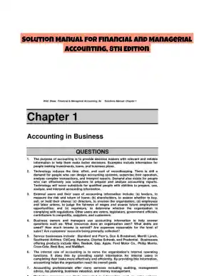 Solution Manual for Financial and Managerial Accounting, 8th Edition