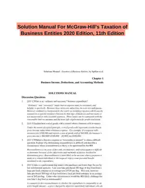 Solution Manual For McGraw-Hill's Taxation of Business Entities 2020 Edition, 11th Edition