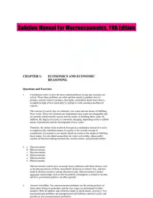 Solution Manual For Macroeconomics, 11th Edition