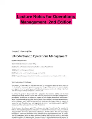 Lecture Notes for Operations Management, 2nd Edition