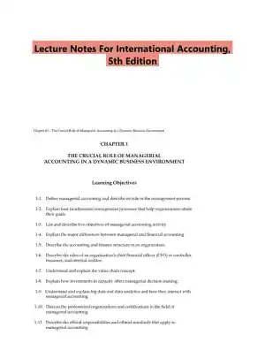 Lecture Notes For International Accounting, 5th Edition