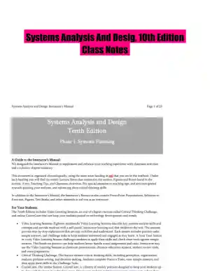 Systems Analysis And Desig, 10th Edition Class Notes