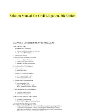 Solution Manual For Civil Litigation, 7th Edition