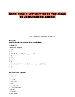 Solution Manual for Detecting Accounting Fraud: Analysis and Ethics Global Edition, 1st Edition