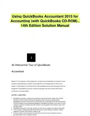 Using QuickBooks Accountant 2015 for Accounting (with QuickBooks CD-ROM) , 14th Edition Solution Manual