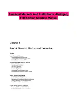 Financial Markets And Institutions, Abridged, 11th Edition Solution Manual