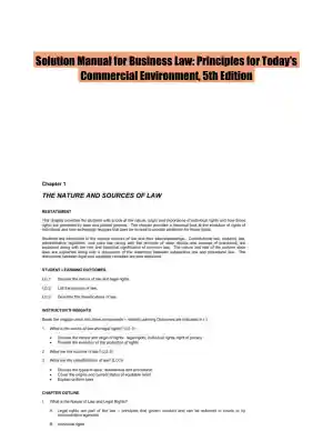 Solution Manual for Business Law: Principles for Today's Commercial Environment, 5th Edition