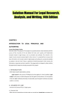 Solution Manual For Legal Research, Analysis, and Writing, 14th Edition