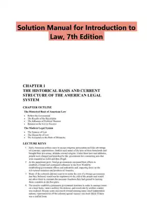 Solution Manual for Introduction to Law, 7th Edition