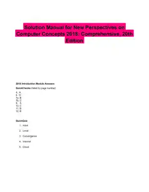 Solution Manual for New Perspectives on Computer Concepts 2018: Comprehensive, 20th Edition