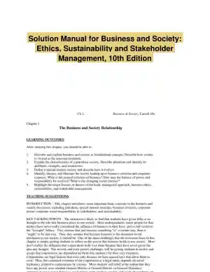 Solution Manual for Business and Society: Ethics, Sustainability and Stakeholder Management, 10th Edition