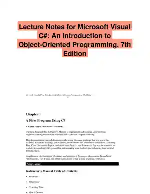 Lecture Notes for Microsoft Visual C#: An Introduction to Object-Oriented Programming, 7th Edition