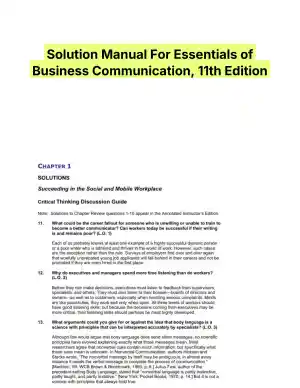 Solution Manual For Essentials of Business Communication, 11th Edition