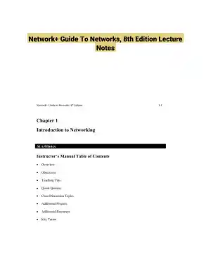 Network+ Guide To Networks, 8th Edition Lecture Notes