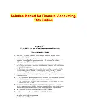 Solution Manual for Financial Accounting, 16th Edition